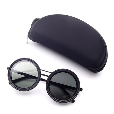 Sunglasses ND2-400 Adjustable Dimming Vintage Punk with round Lenses Gift with Hard Case